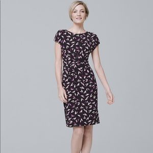 WHBM Cap Sleeve Leaf Print Knit Dress
